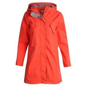 Urban Republic Hooded Raincoat Girl's Size M (10/12)Coral With Gray/White Accent